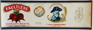 Faultless Brand Garden Beets Vintage Tin Can Label Newark, N. Y. General Wayne - Picture 1 of 3