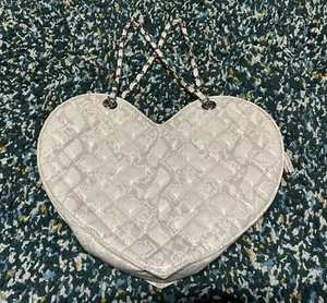 RARE Bebe Quilted Beige Snake Print Large Heart Shaped Purse Shoulder Bag CLEAN - Picture 1 of 18