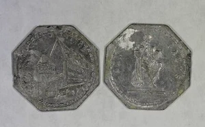 (1920s) 2x Nurnberg Further German 20 Pheninig Transit Tokens - Picture 1 of 2