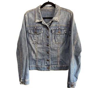 Kut From The Kloth Denim Jacket Womens XL Button Front Classic Blue Jean Jacket - Picture 1 of 9