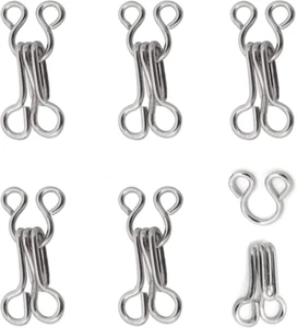 100 Sets 17Mm Silver Metal Hook and Eye Closures Sewing Hooks and Eyes for Bra a - Picture 1 of 8