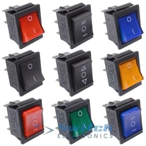 Rectangle Rocker Switch 28.5 x 21.5mm illuminated 12V 230V 16A - Picture 1 of 19