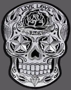SUGAR SKULL LADIES EMBROIDERED 5 INCH BIKER PATCH - Picture 1 of 1