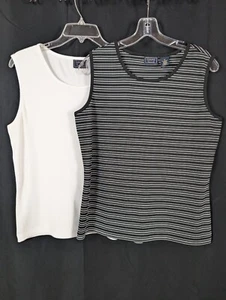 Lote de 2 camisas elásticas micro acanaladas Laura Scott para mujer talla M RN#15099 - Imagen 1 de 15