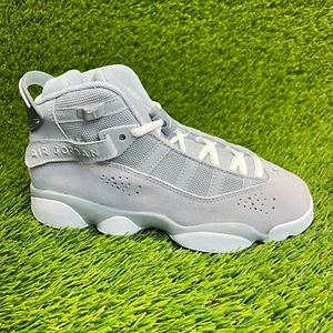 Nike Air Jordan 6 Rings Boys Size 4.5Y Gray White Basketball Shoes Sneakers - Picture 1 of 10
