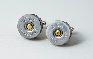 12 Gauge Schrotflinte Shell Manschettenknöpfe -- Munition Munition Kugel Skeet Schießen Jagd - Bild 1 von 3