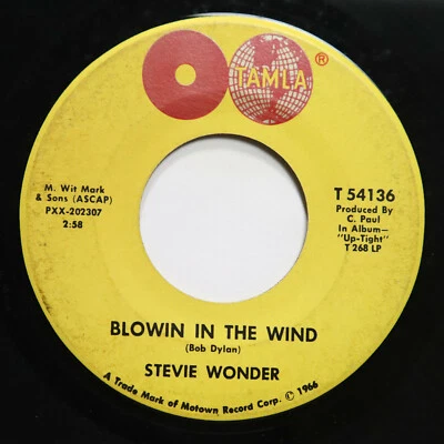 STEVIE WONDER - BLOWIN IN THE WIND / AIN'T THAT ASKING FOR TROUBLE - SOUL 45 - Image 1 of 2