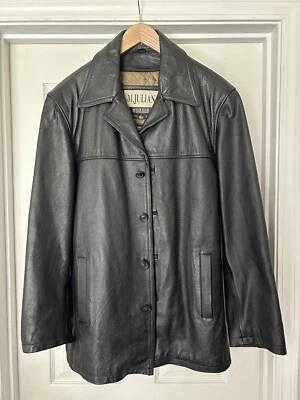 Abrigo y forro chaqueta de cuero negro de peso pesado talla grande Wilson M. Julian para hombre Foto 1 de 4