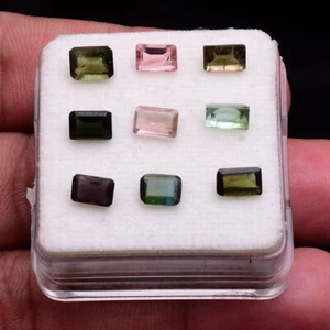 9 Pcs Natural Tourmaline Multi-Color Untreated Faceted Cut Loose Gemstones Lot - Picture 1 of 7