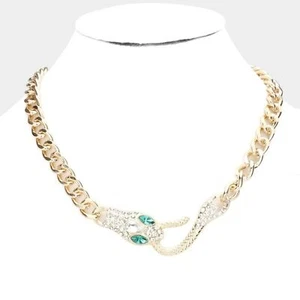 Cristal Serpiente Colgante Cadena Dorada Collar Tendencia Mujeres Destacado Moda Joyería - Imagen 1 de 2