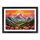 Japanese Mountains Op Art Framed Wall Art Poster Canvas Print Picture Painting