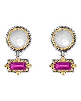 Konstantino Dome Sterling Silver 18K Gold & MOP Corundum Earrings SKKJ702-631 - Image 1 of 3