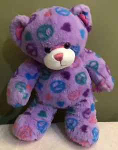 Build a Bear Vintage BABW lila Peace Herz Liebe Teddybär Plüsch 16 Zoll groß - Bild 1 von 6