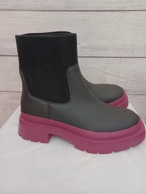 Carvela Comfort Womens Black Splash Chunky-Soled Rubber Ankle Boots Sz 36.5 US 6 - Image 1 of 4