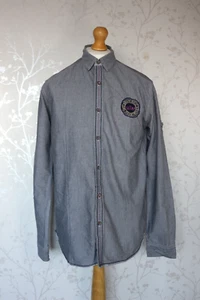 Brave Soul Mens Long Sleeved Shirt Grey Size XL Embroidered - Picture 1 of 6