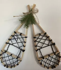 NWT Decorative Wood Snowshoe W/Black Webbing 14.5" L X 13" W X .5" - Picture 1 of 4
