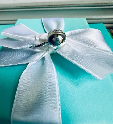 蒂芙尼 925 银色 12 毫米硬磨损球戒指 尺寸 7 — 第 1/4 张图片