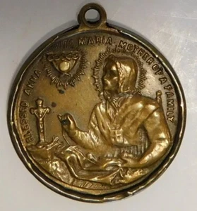 Ciondolo religioso vintage Beata Anna Maria madre di famiglia medaglia cattolica - Foto 1 di 12