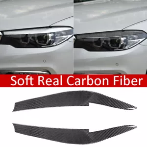 Carbon Fiber Headlight Eyelids Eyebrow Trim For BMW 5 Serie G30 530i 540i 2018+ - Foto 1 di 9