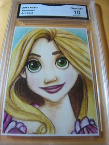RAPUNZEL ARTIST AUTO 2014 ACEO ART PRINT GRADED 10 L@@@K - Picture 1 of 1