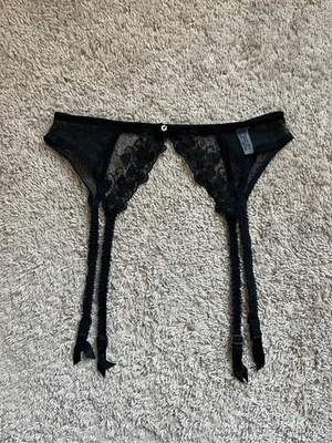 Vintage Christian Dior Women's Lace Embroidered Garter Belt in Black Size MEDIUM - Image 1 of 4