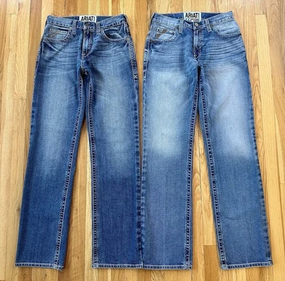 Lote de 2 Jeans Ariat M2 Relajados Para Hombre 30x36 Elastizados Denim Azul Usados en Excelente Condición Foto 1 de 4