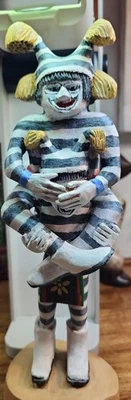 不常见的 Koshare Katsini 娃娃 双小丑 手工制作 签名 — 第 1/4 张图片