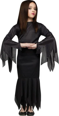 Addams Family Madam Morticia Halloween Costume Child Lg 12-14 Gothic Dress Black - Image 1 of 3