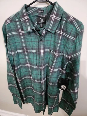 NWT! Volcom Caden Long Sleeve PLaid button up, Medium - Image 1 of 3