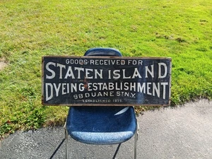 Early Original Primitive 1819 Wooden Gothic NYC Dyeing Establishment Adv Sign - Picture 1 of 12