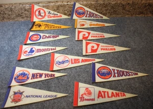 LOT-13 Rare 9" Baseball Pennants MLB Teams LA Dodgers Phillies Mets Braves More - Picture 1 of 8