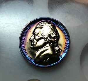 1964 GEM PROOF JEFFERSON NICKEL gemma tono arcobaleno - Foto 1 di 2