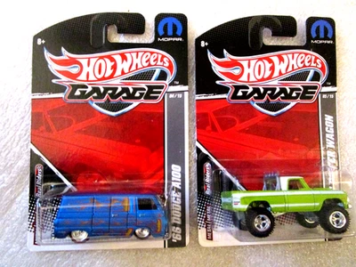2 Hot Wheels Gargte 2011 '70 Dodge Power Wagon Exclusive Green & '76 Dodge A100 - Imagem 1 de 2