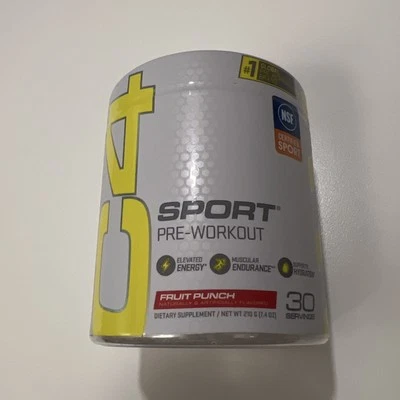 C4 Sport Pre-Workout Fruit Punch 7.4 oz 30 Servings - Exp 02/2026 - Image 1 of 4