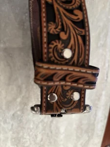 Nocona Westerngürtel Herren Kalbshaar Inlay Blume schwarz N210006101 Leder Concho - Bild 1 von 9