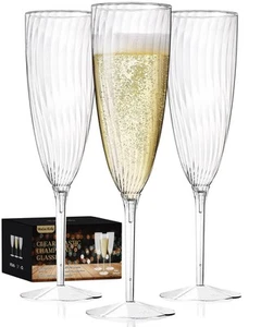 Plastic Champagne Flutes, 36 PCS Clear Disposable Wine Glasses Reusable Plast... - Picture 1 of 6