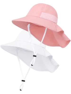 Paquete de 2 sombreros de playa ajustables de verano UPF 50+ para bebé para sol para niños niñas niños... Foto 1 de 4