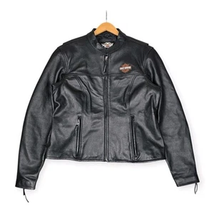 Chaqueta de cuero Harley Davidson para mujer XL Bar & Shield negra pesada motocicleta  - Imagen 1 de 10