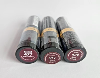 3 PACK Revlon Super Lustrous Lipstick 477 BLACK CHERRY, Creme Finish New, SEALED - Image 1 of 4