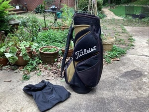 Titleist 5 Way Cart Bag, Black And Gold, w/ Rain Cover - Picture 1 of 11