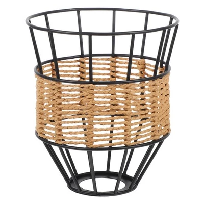  Cubierta de pantalla de cuerda de papel lámpara de alambre de metal jaula E27 lámpara colgante industrial Foto 1 de 4