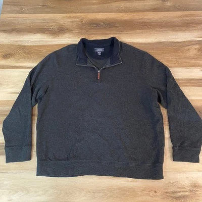 Lands' End Sweater Mens XXL Tall Gray 1/4 Zip Mock Neck Long Sleeve Pullover - Image 1 of 4