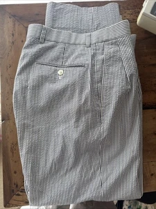 Brooks Brothers Classic Seersucker Pants Size 32 x 29 Blue and White Stripes - Picture 1 of 7