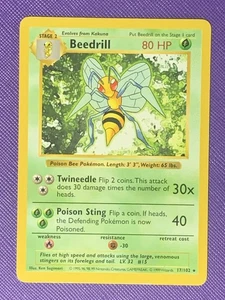 Beedrill 17/102 Shadowless Pokemon Base Set Non-Holo MP - Picture 1 of 2
