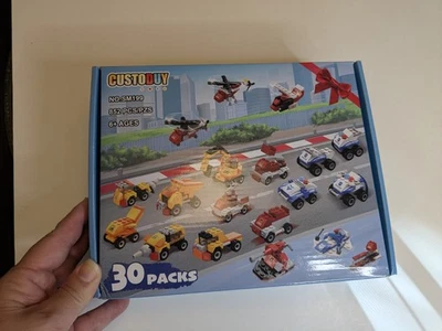 Party Favors for Kids 30 Pack Cars Building Block Toy Fire Police Construction  - Image 1 of 3