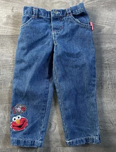 Vintage Sesame Street Jeans I Love Elmo Toddler 2T  Y2K Embroidered Kids - Picture 1 of 5