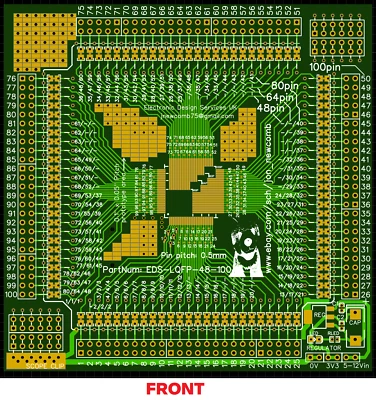 ELECTRONIC DESIGN SERVICES 1pc QFP LQFP TQFP 48,64,100pin 0.5mm pitch STM32 adaptor breakout stripboard PCB