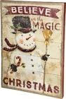 NEW!~Primitive Wood Sign~"BELIEVE in the MAGIC of CHRISTMAS" Snowman~Dan DiPaolo