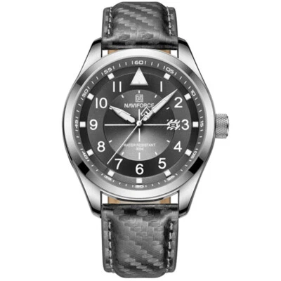 NAVIFORCE Men Leather Watch Calendar Watches Male Quartz Sport Wristwatch Gift - Image 1 of 4