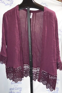 Xhiliration Eggplant Waist Length Duster, Size XXL - Picture 1 of 11